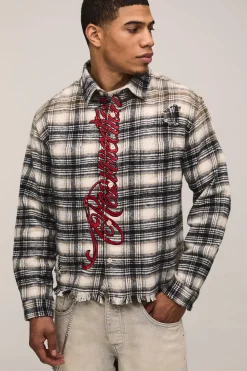Chemise Oversize Ample Effet Délavé Appliqué Usé