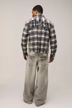 Chemise Oversize Ample Effet Délavé Appliqué Usé