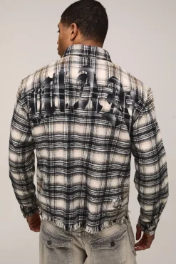 Chemise Oversize Ample Effet Délavé Appliqué Usé