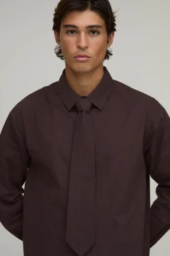 Chemise Oversize Ample À Manches Longues Avec Cravate