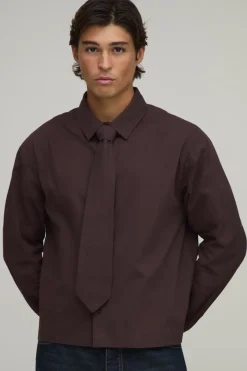 Chemise Oversize Ample À Manches Longues Avec Cravate