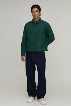 boohooMAN Chemise Oversize Ample À Manches Longues & Cravate<Homme Chemises