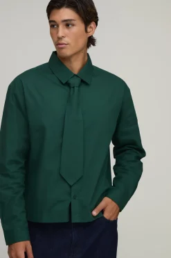 boohooMAN Chemise Oversize Ample À Manches Longues & Cravate<Homme Chemises