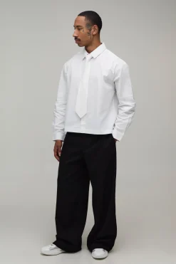boohooMAN Chemise Oversize Ample À Manches Longues & Cravate<Homme Chemises