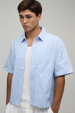 boohooMAN Chemise Oversize Ample À Micro Carreaux<Homme Chemises