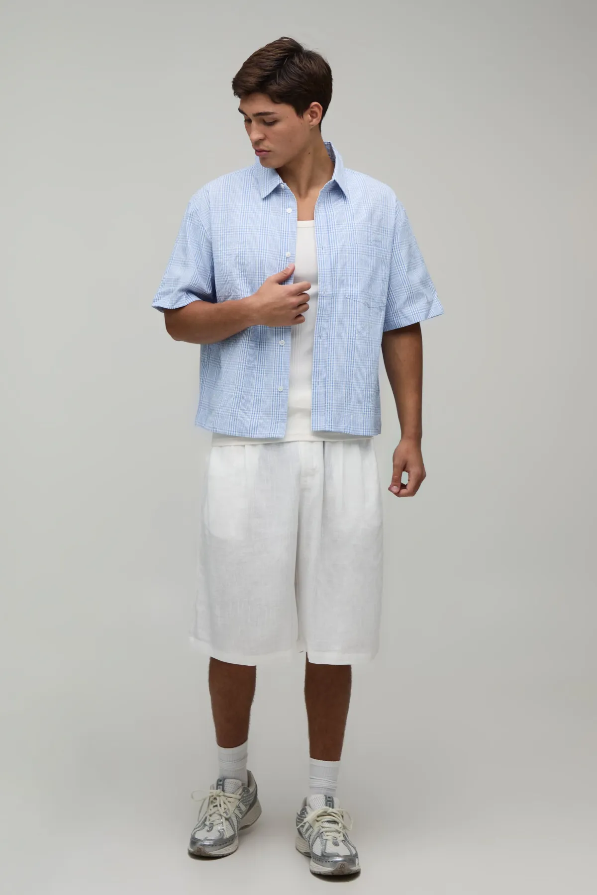 boohooMAN Chemise Oversize Ample À Micro Carreaux<Homme Chemises
