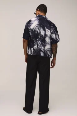 Chemise Oversize Ample à Motif Abstrait Coup de Pinceau