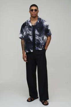 Chemise Oversize Ample à Motif Abstrait Coup de Pinceau
