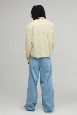 Chemise Oversize Ample À Ourlet Arrondi Avec Broderie B Et Rayures