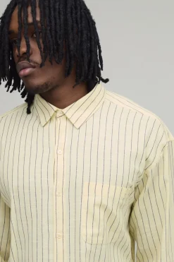 Chemise Oversize Ample À Ourlet Arrondi Avec Broderie B Et Rayures