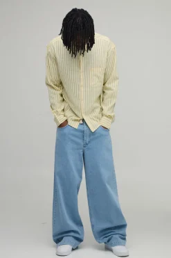 Chemise Oversize Ample À Ourlet Arrondi Avec Broderie B Et Rayures