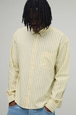 Chemise Oversize Ample À Ourlet Arrondi Avec Broderie B Et Rayures