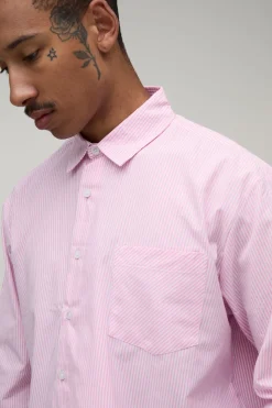 Chemise Oversize Ample À Patte Asymétrique Et Rayures