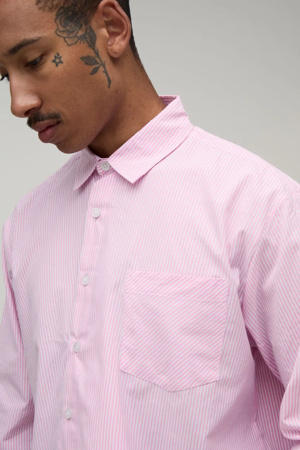 Chemise Oversize Ample À Patte Asymétrique Et Rayures