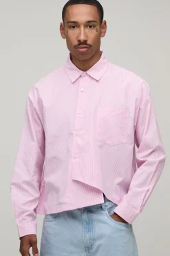 Chemise Oversize Ample À Patte Asymétrique Et Rayures