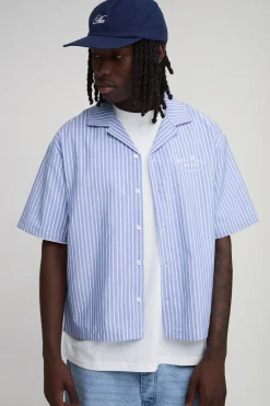 boohooMAN Chemise Oversize Ample À Rayures Col Bowling<Homme Chemises