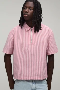 Chemise Oversize Ample À Rayures Avec Zip Quart