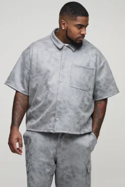 boohooMAN Chemise oversize boxy en faux suède Plus Antique<Homme Chemises Grande Taille|Chemises