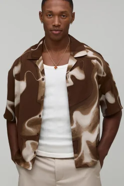 boohooMAN Chemise Oversize Boxy à Imprimé Stroboscopique Déformé<Homme Nouveautés Grande Taille|Tout Afficher