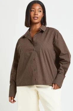 Chemise Oversize Boxy À Rayures Grande Taille