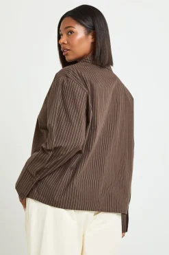 Chemise Oversize Boxy À Rayures Grande Taille