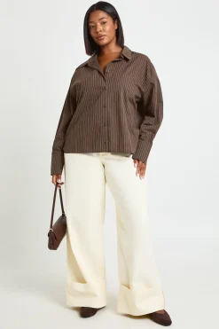 Chemise Oversize Boxy À Rayures Grande Taille