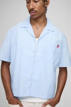 Chemise oversize boxy Revere Lake Como à rayures brodées