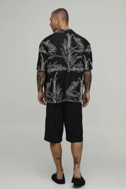 boohooMAN Chemise Oversize Brodée Palmiers<Homme Chemises Grande Taille|Chemises