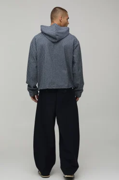 Chemise Oversize À Carreaux Avec Col Montant Quart De Zip