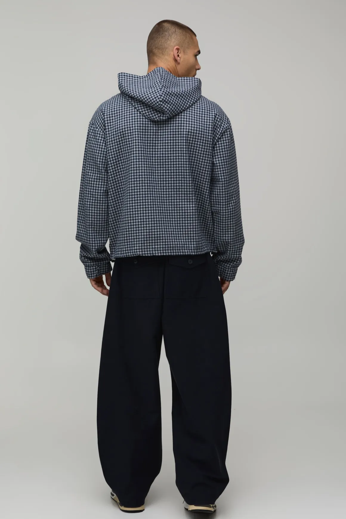 Chemise Oversize À Carreaux Avec Col Montant Quart De Zip