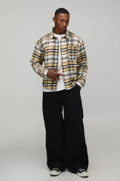 boohooMAN Chemise Oversize à Carreaux avec Éclaboussures de Peinture<Homme Chemises