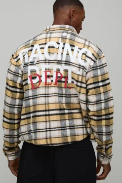 boohooMAN Chemise Oversize à Carreaux avec Éclaboussures de Peinture<Homme Chemises