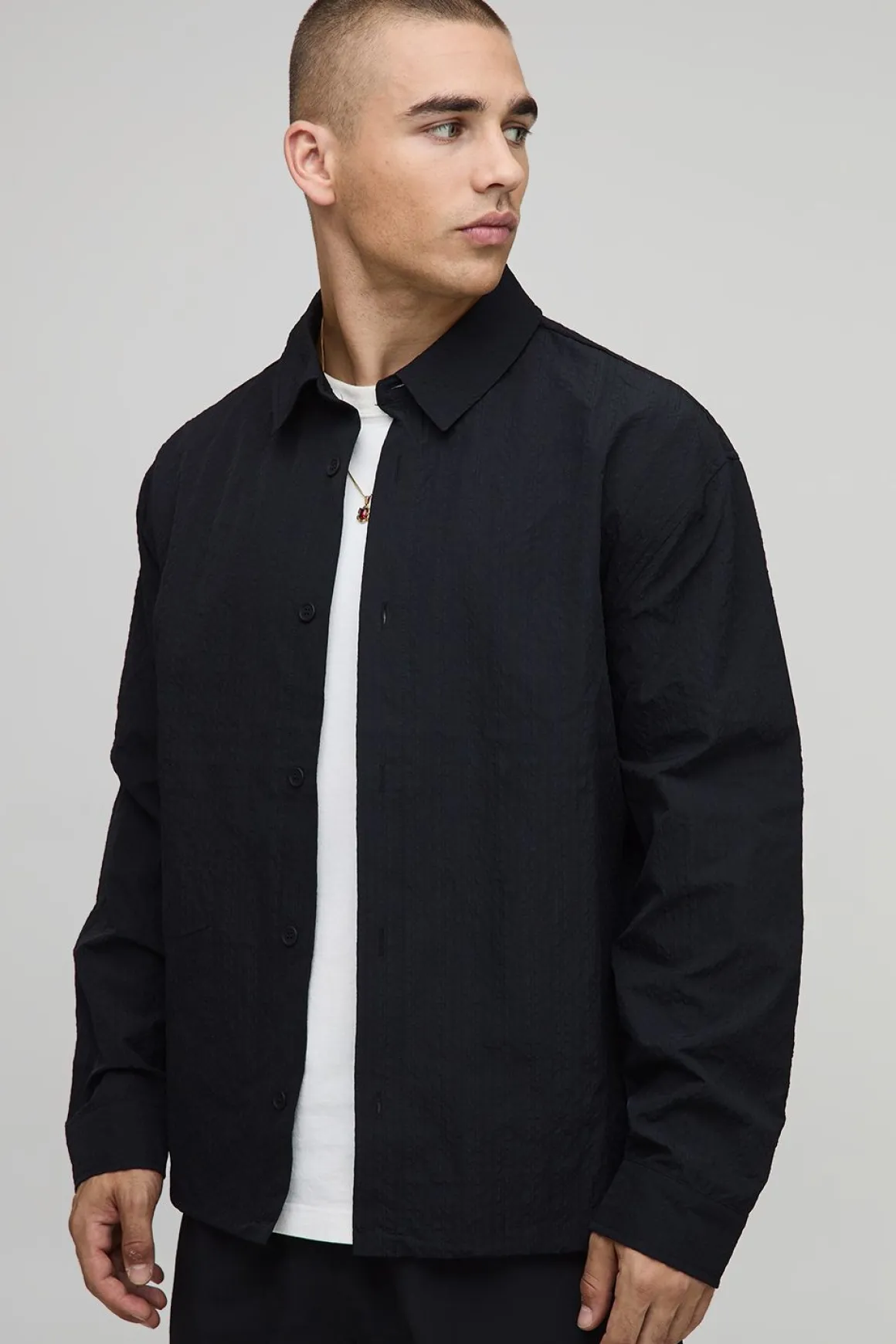 Chemise Oversize à Carreaux Techniques avec Ourlet Bungee