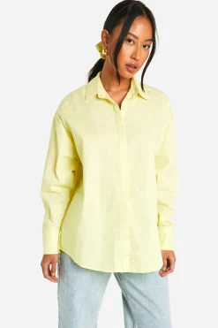 boohoo Chemise oversize citron et ensemble d’élastiques à cheveux assortis<Femme Tops