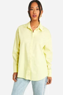 boohoo Chemise oversize citron et ensemble d’élastiques à cheveux assortis<Femme Tops