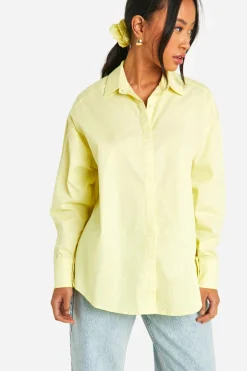boohoo Chemise oversize citron et ensemble d’élastiques à cheveux assortis<Femme Tops