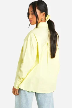 boohoo Chemise oversize citron et ensemble d’élastiques à cheveux assortis<Femme Tops