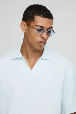 Chemise Oversize à Col V Plissée et Épaules Tombantes