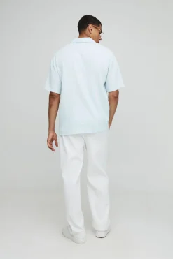 Chemise Oversize à Col V Plissée et Épaules Tombantes