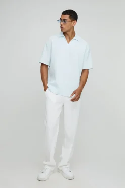 Chemise Oversize à Col V Plissée et Épaules Tombantes
