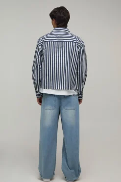 Chemise Oversize À Coupe Boxy Avec Rayures Multiples Et Broderie