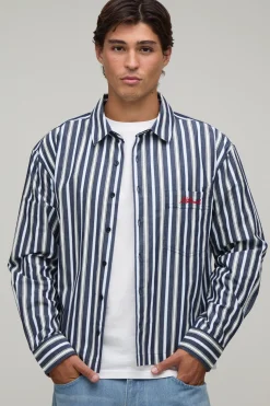 Chemise Oversize À Coupe Boxy Avec Rayures Multiples Et Broderie