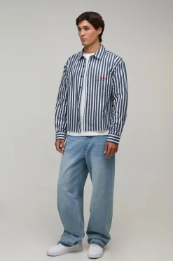 Chemise Oversize À Coupe Boxy Avec Rayures Multiples Et Broderie