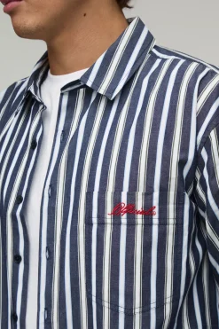 Chemise Oversize À Coupe Boxy Avec Rayures Multiples Et Broderie