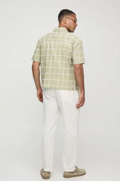 boohooMAN Chemise oversize, coupe boxy, à col à carreaux et broderie<Homme Chemises