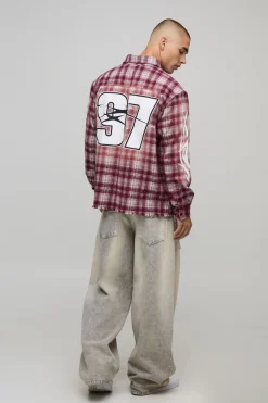 Chemise oversize, coupe boxy, à carreaux et embellie