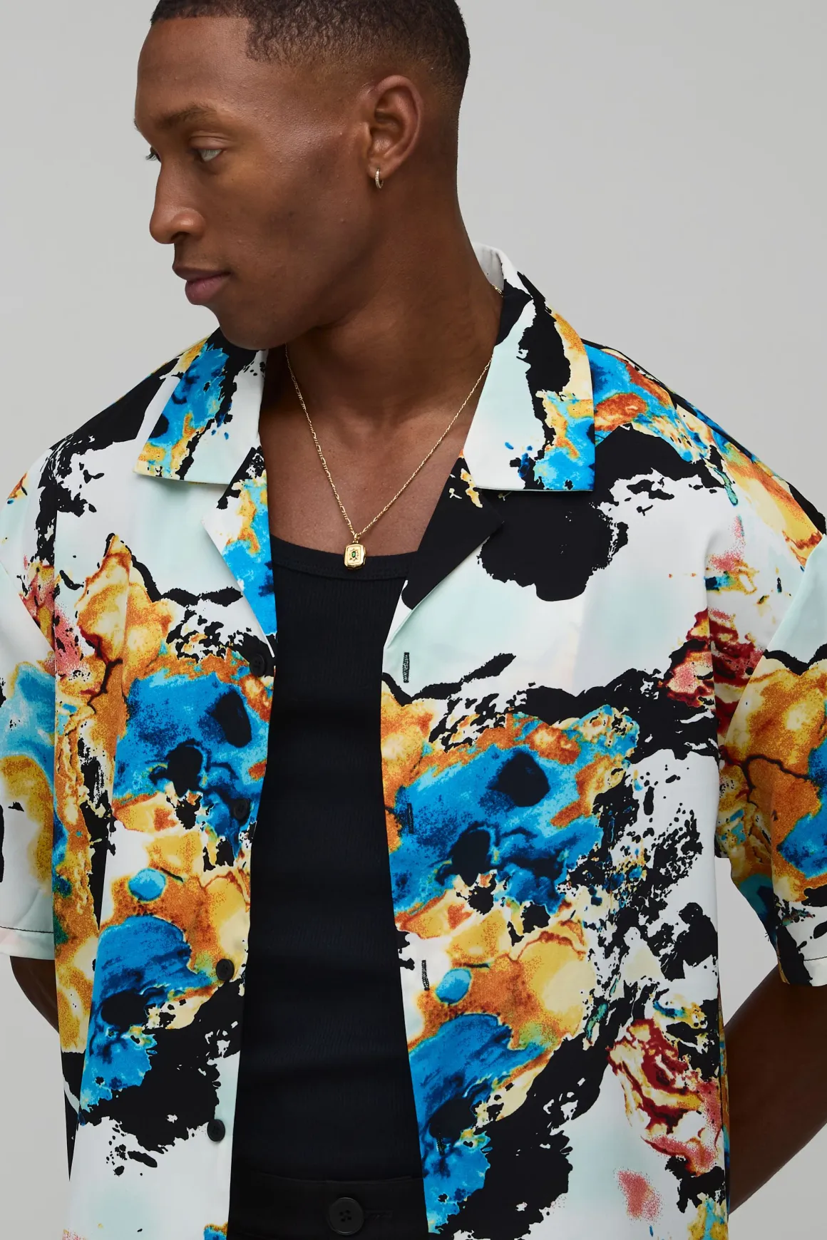 Chemise Oversize à Coupe Boxy et Imprimé Abstrait