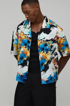 Chemise Oversize à Coupe Boxy et Imprimé Abstrait