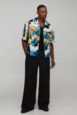 Chemise Oversize à Coupe Boxy et Imprimé Abstrait