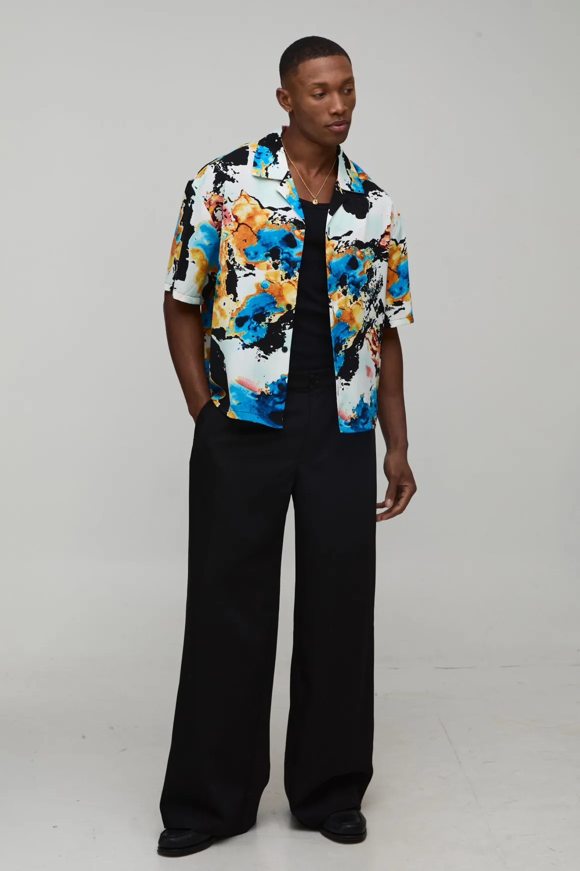 Chemise Oversize à Coupe Boxy et Imprimé Abstrait